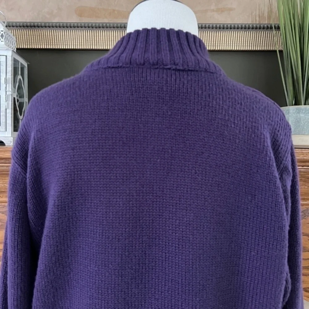 Coldwater Creek‎ Women's Purple Wool Blend Full Zip Quilted Sweater Jacket Sz. L